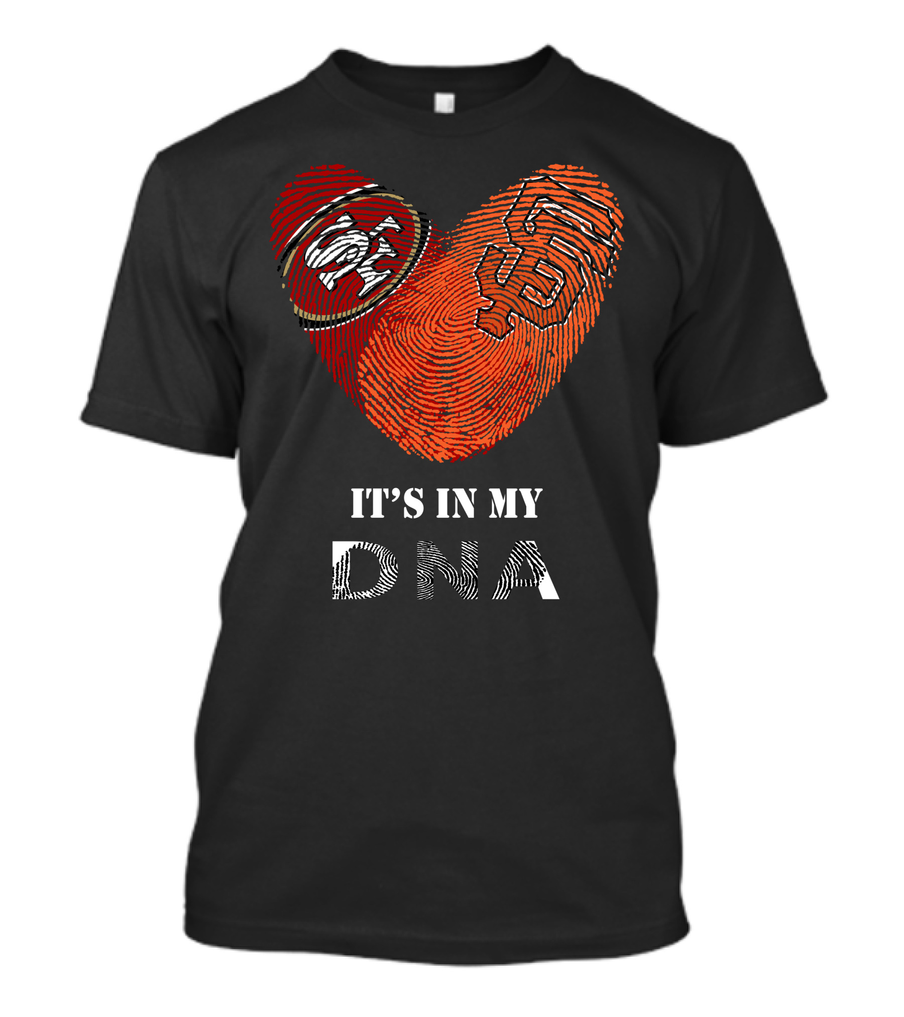 49ers Giants Heart Fingerprint DNA T-Shirt