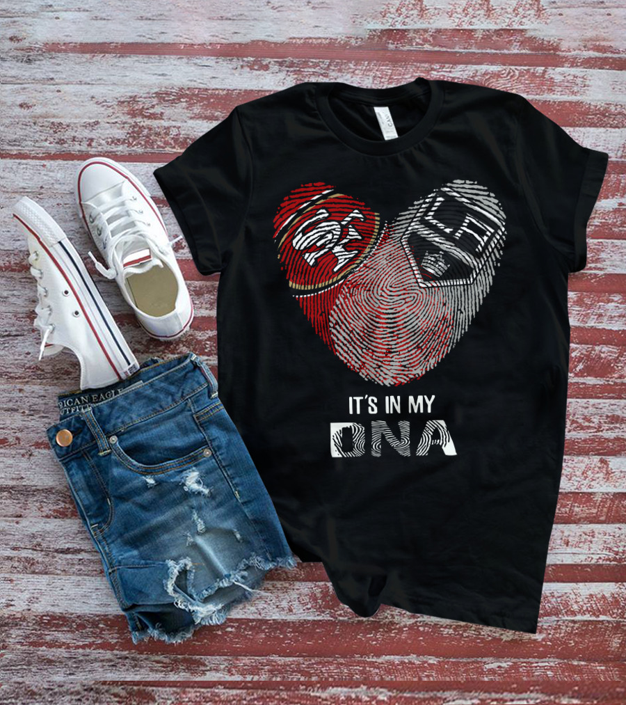 49ers Los Angeles Kings Heart Fingerprint It's In My DNA T-Shirt