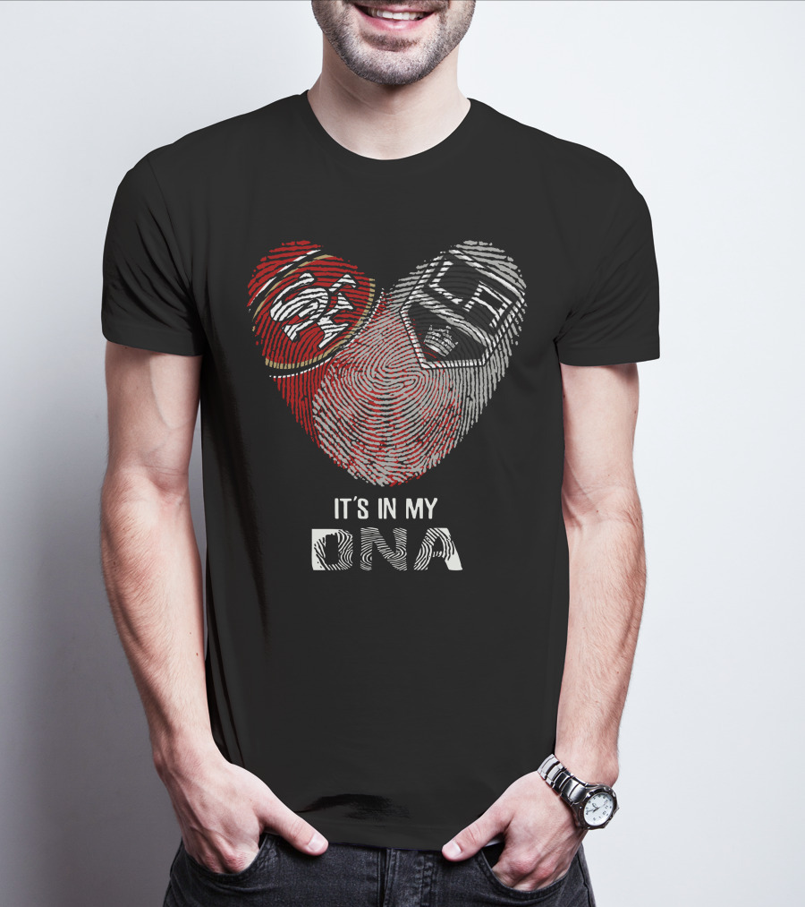 49ers Los Angeles Kings Heart Fingerprint It's In My DNA T-Shirt