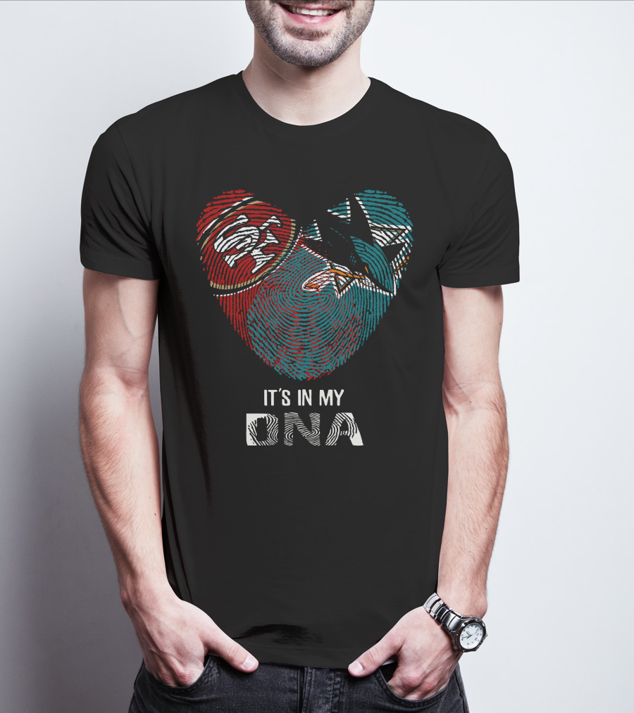49ers San Jose Sharks Heart Thumbprint It's In My DNA T-Shirt