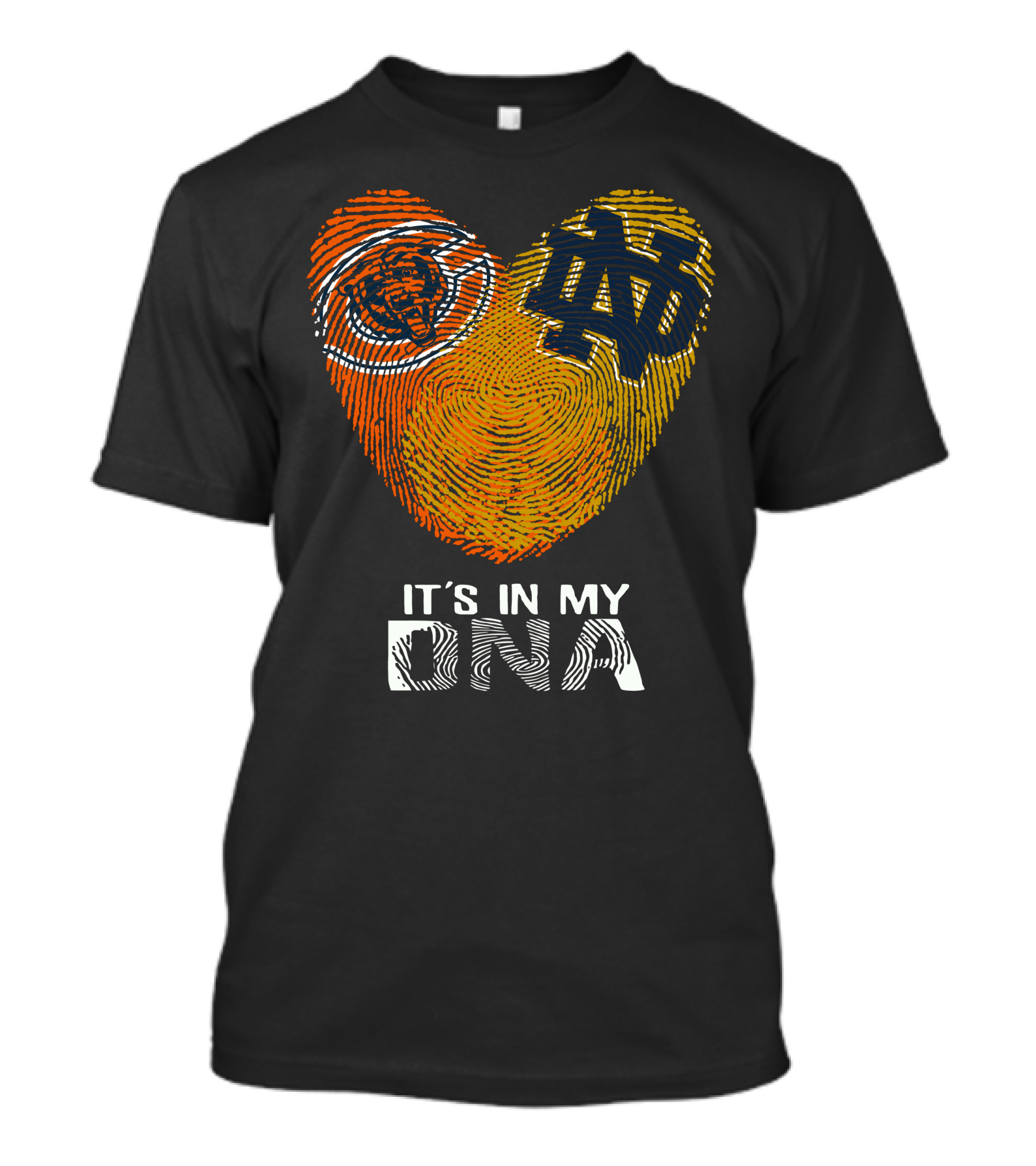 Bears Notre Dame It's In My Dna Heart Fingerprint Logo Icons T-Shirt