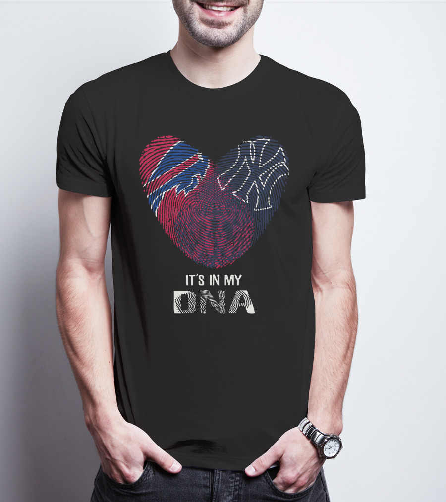 Bills Yankees It's In My DNA Fingerprint Heart T-Shirt