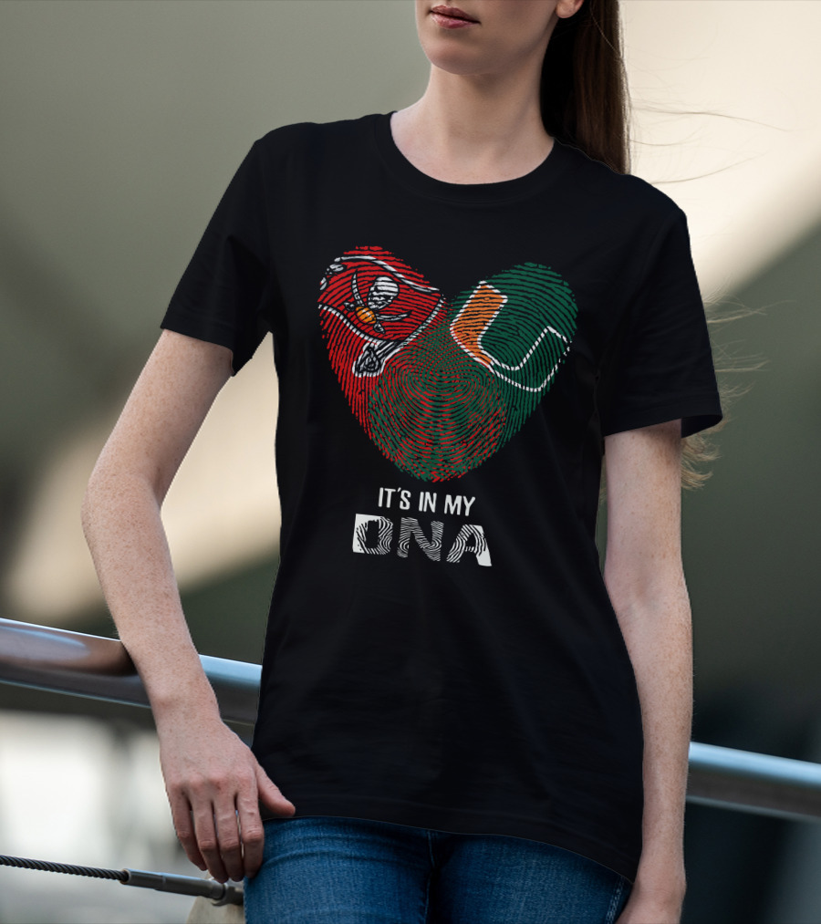 Buccaneers Hurricanes Fingerprint Heart It's In My DNA T-Shirt
