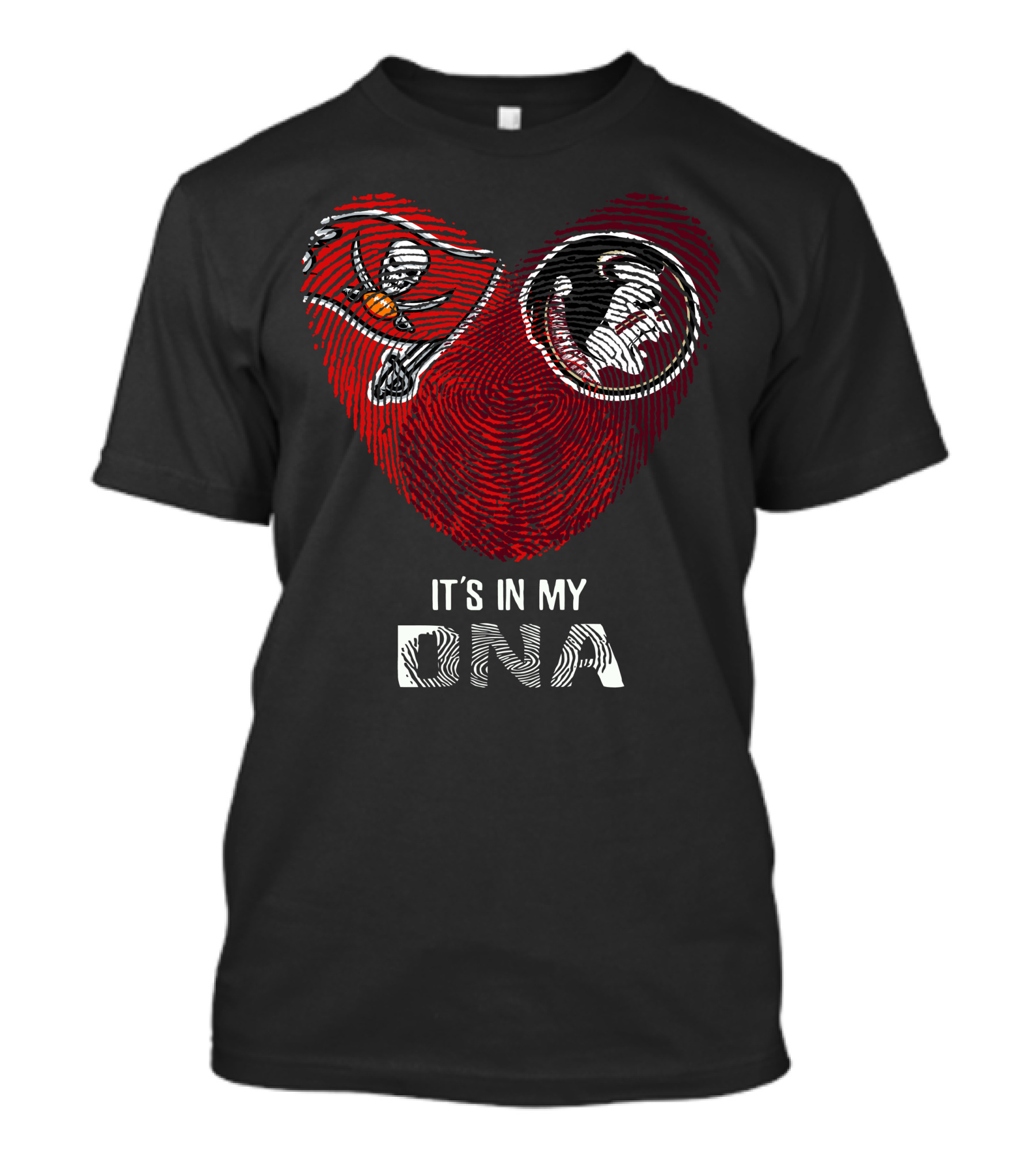 Buccaneers Seminoles Heart Fingerprint It's In My Dna T-Shirt