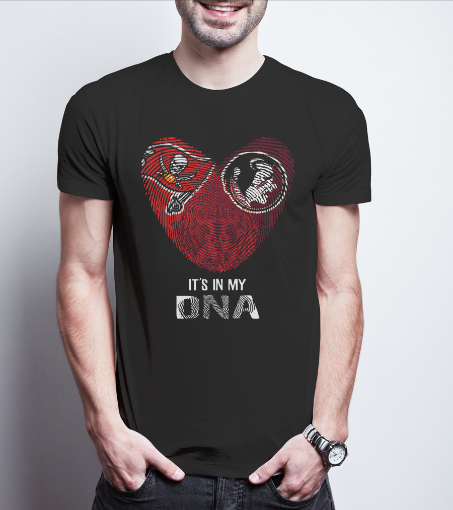 Buccaneers Seminoles Heart Fingerprint It's In My Dna T-Shirt