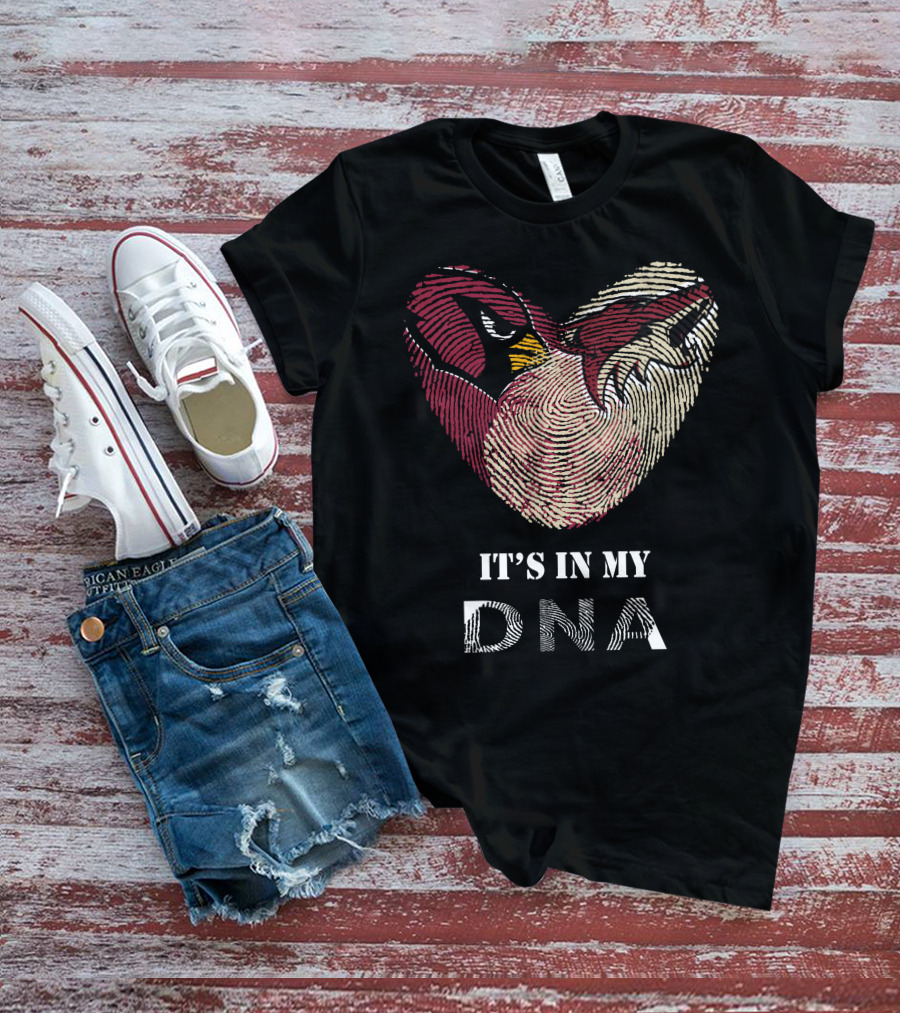 Cardinals Arizona Coyotes It's In My DNA Fingerprint Heart T-Shirt