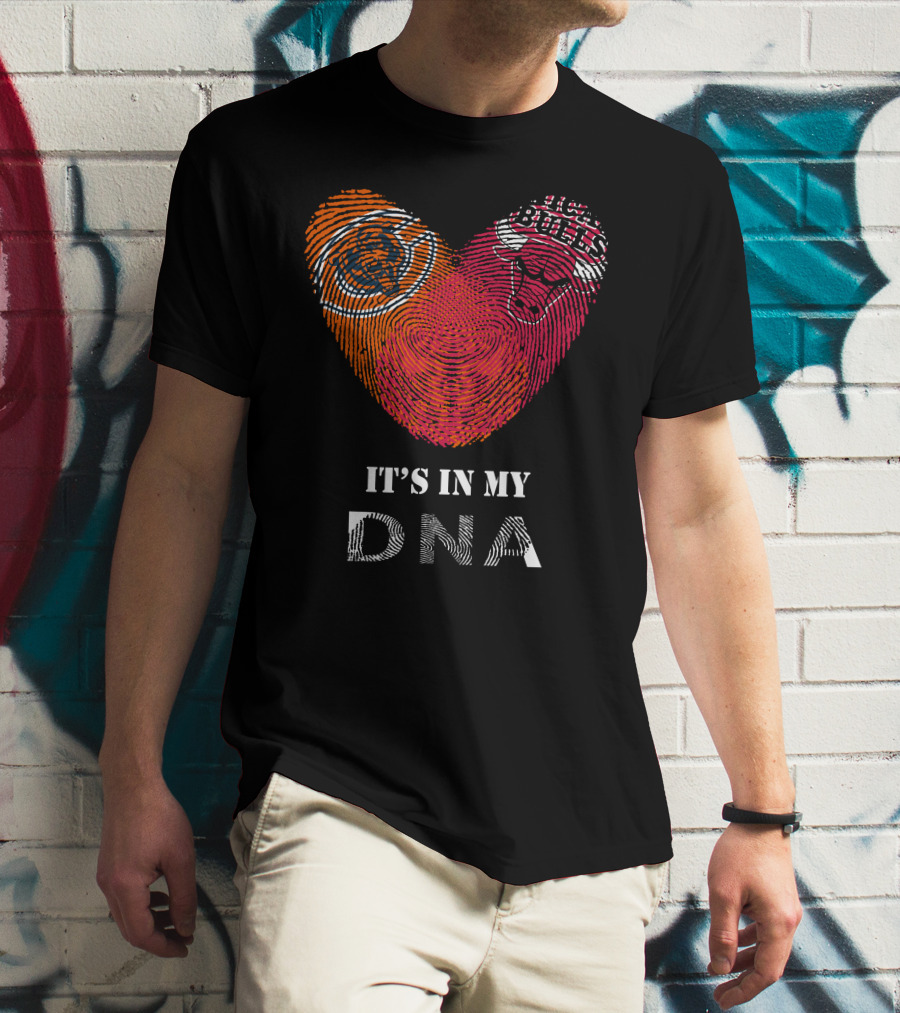 Chicago Bears Bulls Fingerprint Heart It's In My DNA T-Shirt