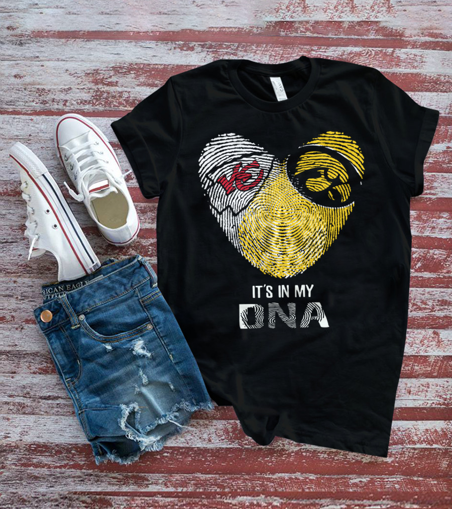 Chiefs Hawkeyes Heart Fingerprint It's In My DNA T-Shirt