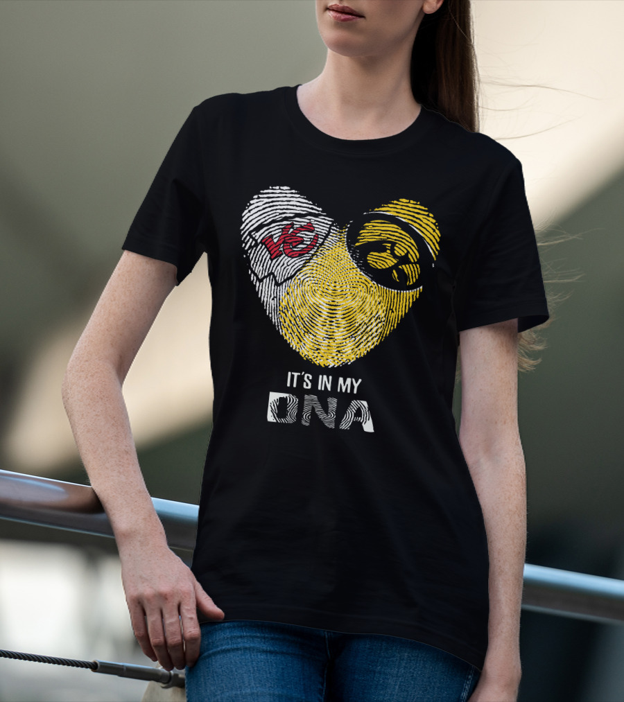 Chiefs Hawkeyes Heart Fingerprint It's In My DNA T-Shirt