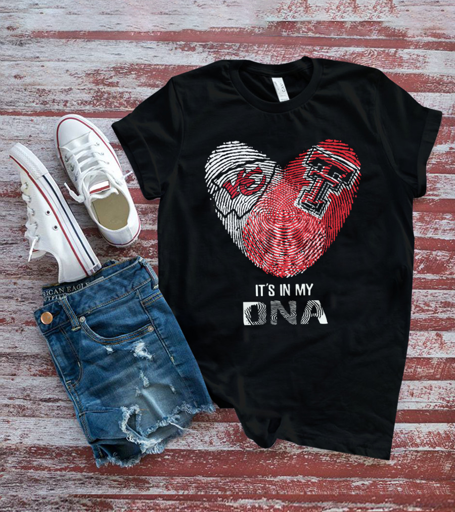 Chiefs Texas Tech Heart Shaped Fingerprint It's In My Dna T-Shirt