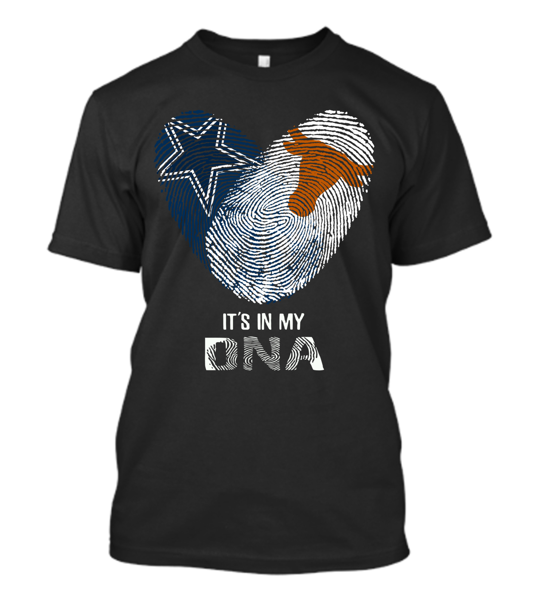 Cowboys Longhorns It's In My DNA Fingerprint Heart T-Shirt