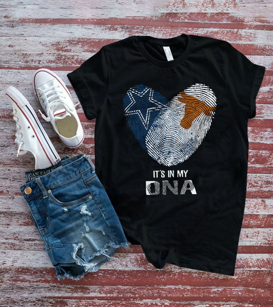 Cowboys Longhorns It's In My DNA Fingerprint Heart T-Shirt
