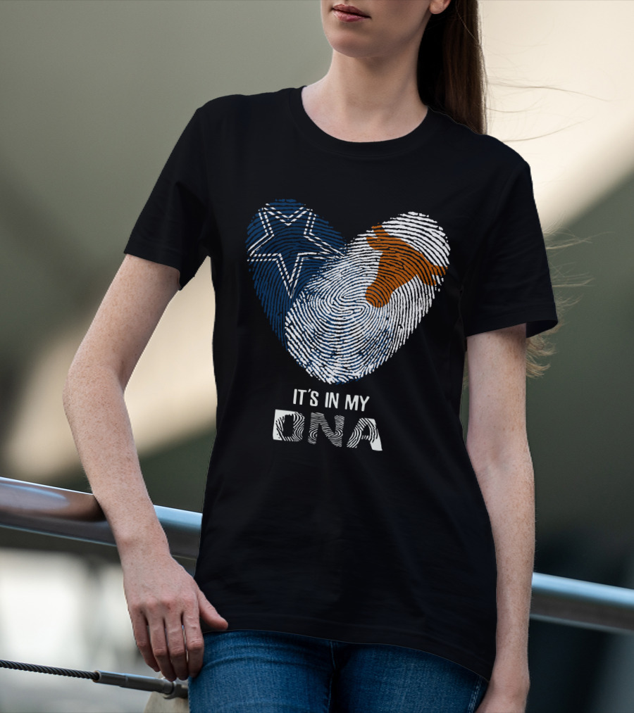Cowboys Longhorns It's In My DNA Fingerprint Heart T-Shirt