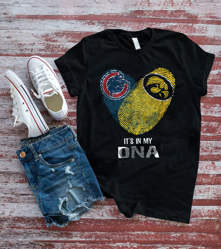 Chicago Cubs Iowa Hawkeyes It's In My Dna Fingerprint Heart T-Shirt