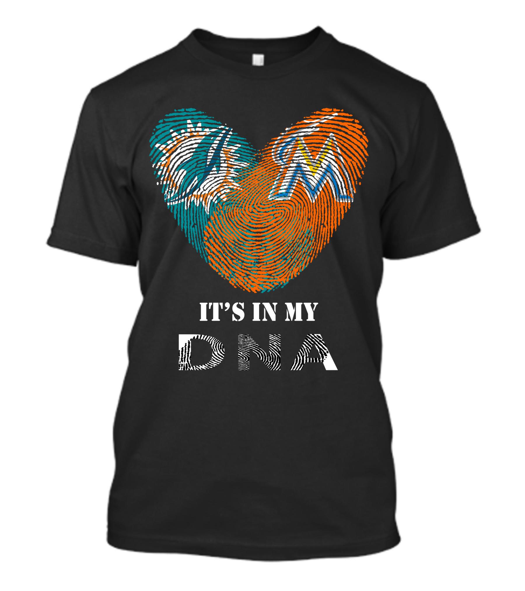 Dolphins Marlins Heart Fingerprint It's In My DNA T-Shirt
