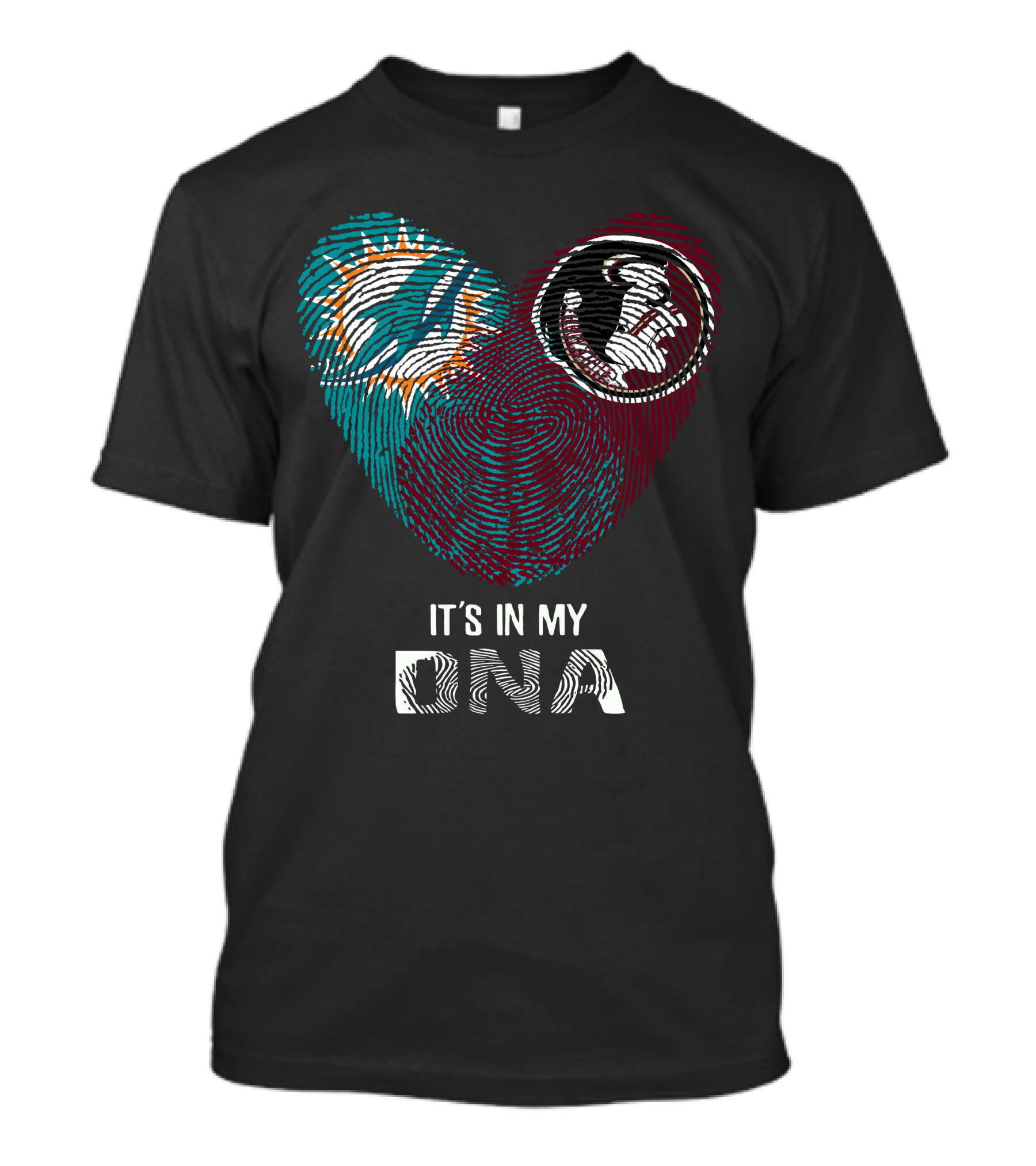 Dolphins Seminoles It's In My DNA Fingerprint Heart T-Shirt