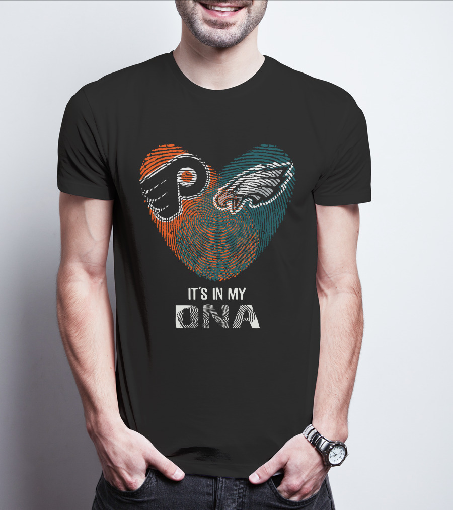 Philadelphia Eagles Flyers It's In My Dna Fingerprint T-Shirt
