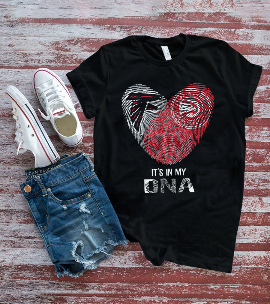 Falcons Atlanta Hawks It's In My DNA Fingerprint Heart T-Shirt
