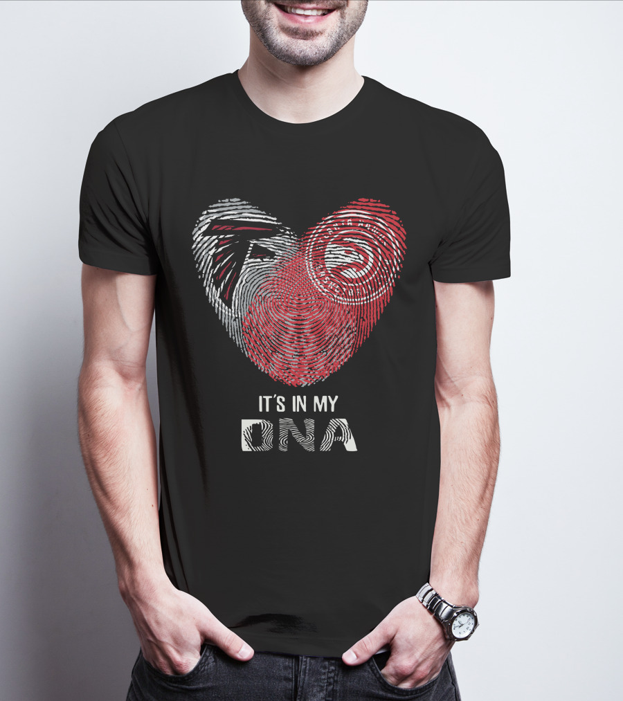 Falcons Atlanta Hawks It's In My DNA Fingerprint Heart T-Shirt