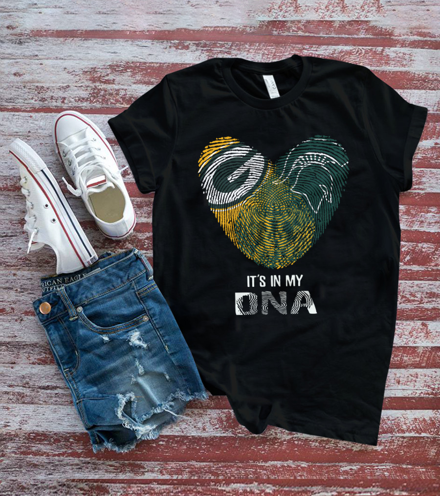 It's In My DNA Packers Michigan State Spartans Fingerprint Heart T-Shirt