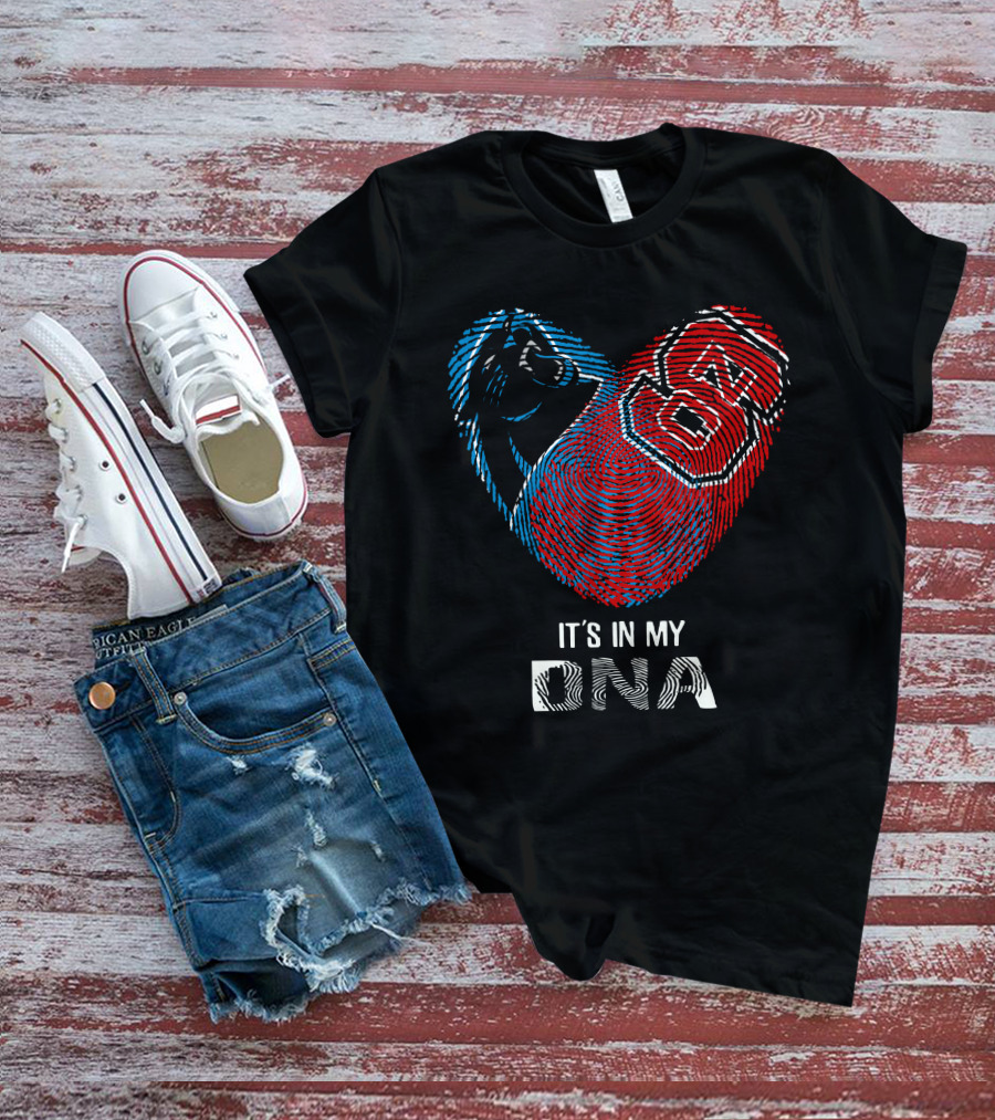 Panthers NC State Fingerprint Heart It's In My DNA T-Shirt