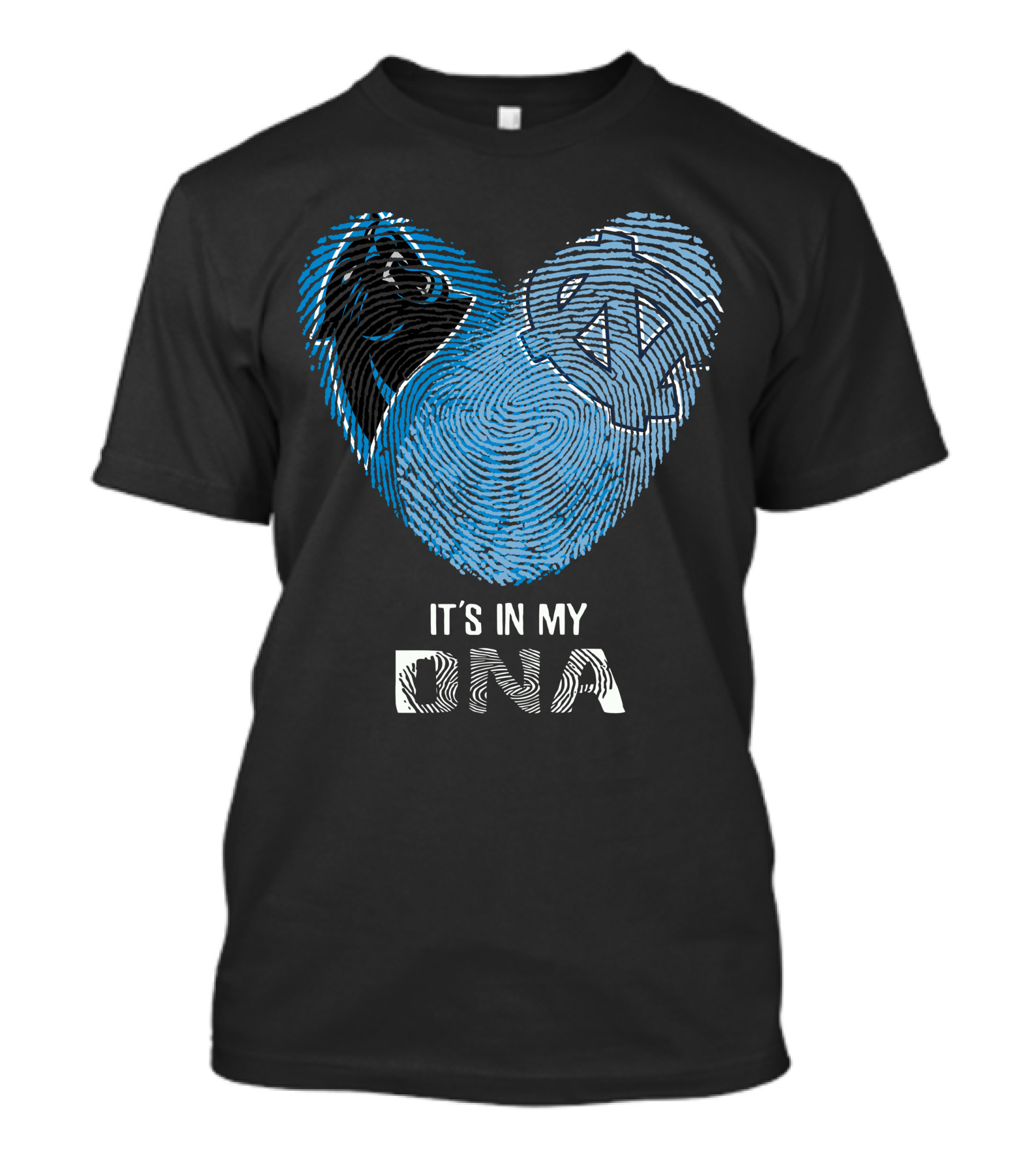 Panthers Tar Heels It's In My DNA Fingerprint Heart T-Shirt