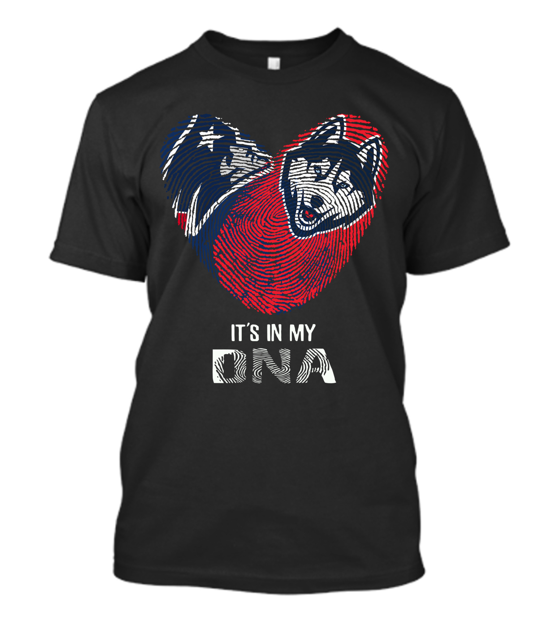 Patriots UConn Huskies Fingerprint Heart It's In My DNA T-Shirt