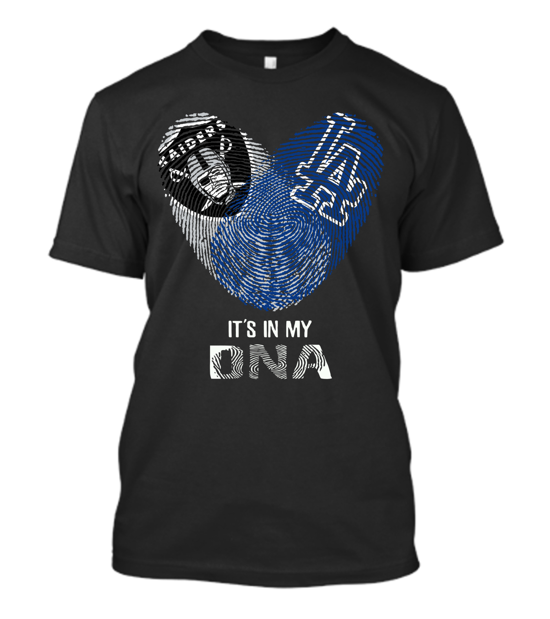 Raiders Dodgers It's In My Dna Emblem Fingerprint Style T-Shirt