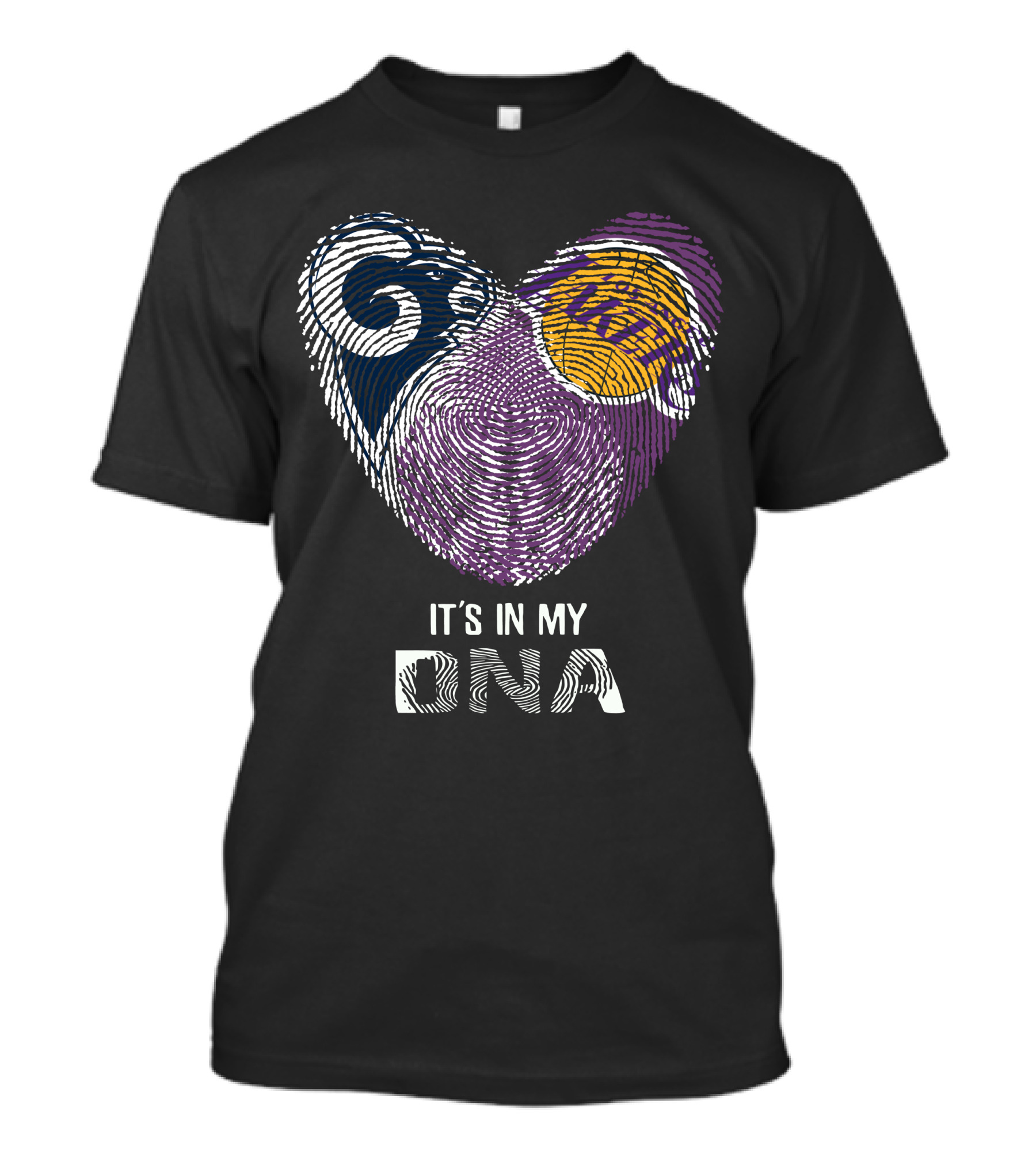 Rams Lakers It's In My Dna Heart Fingerprint T-Shirt