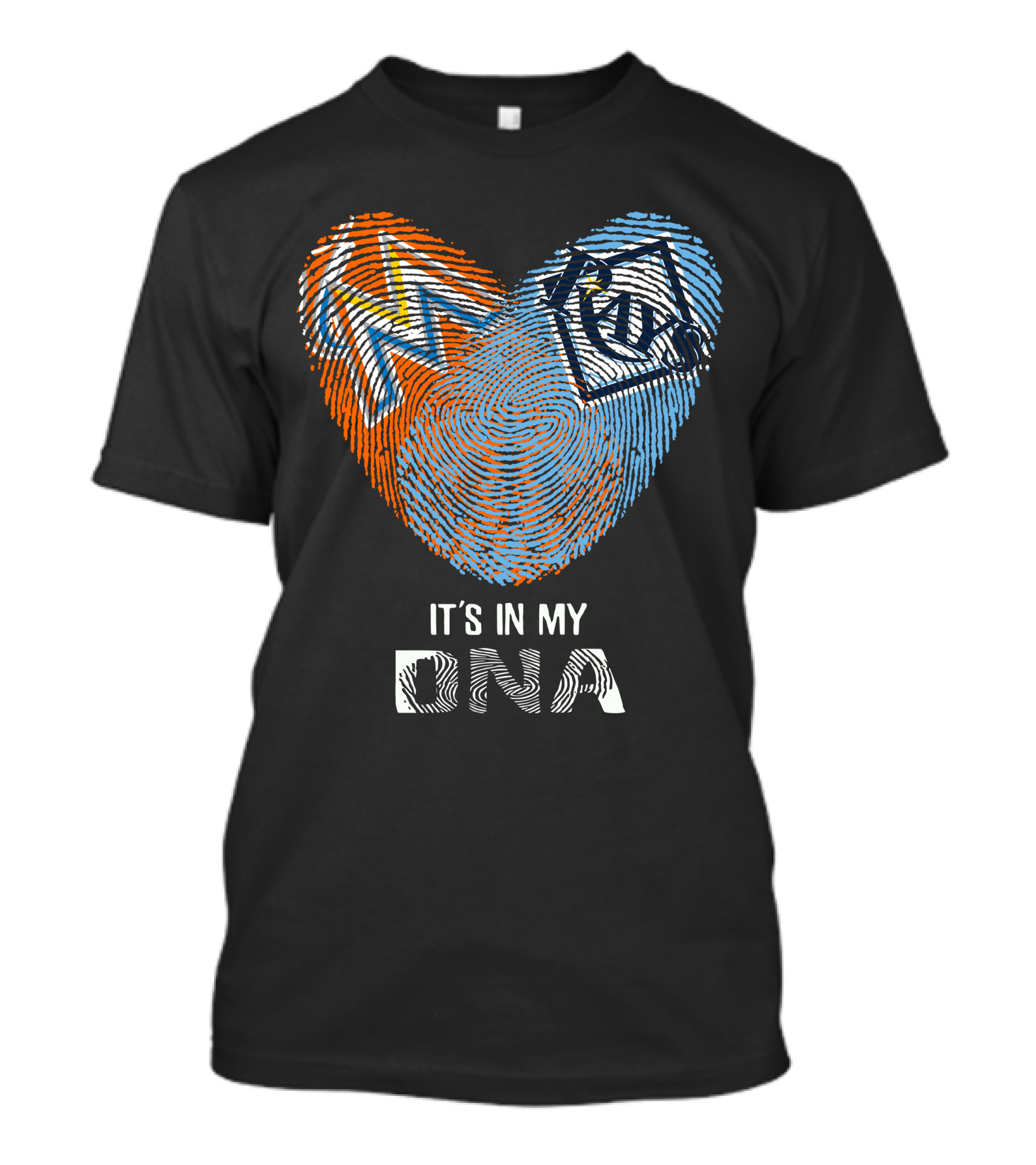 It's In My DNA Rays Marlins Heart Fingerprint T-Shirt