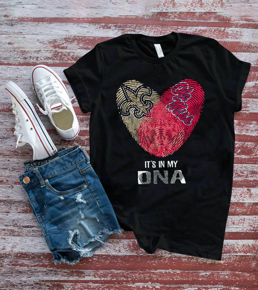 Saints Ole Miss Fingerprint Heart It's In My DNA T-Shirt