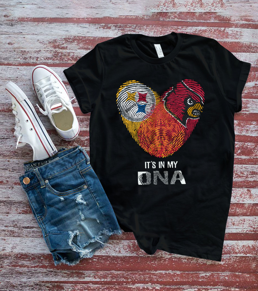 Steelers Cardinals It's In My DNA Fingerprint Heart T-Shirt
