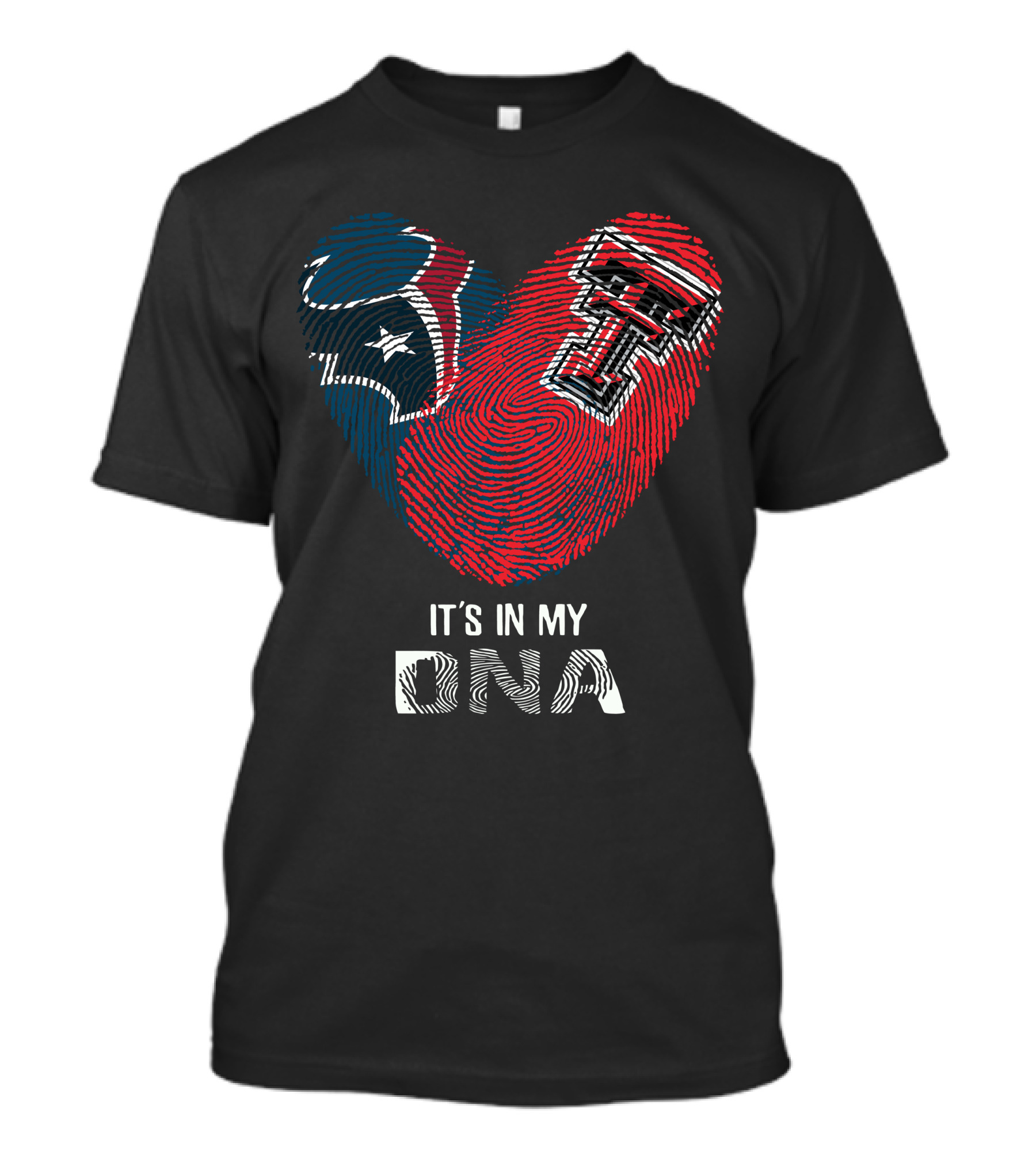 Texans Texas Tech Heart Fingerprint It's In My Dna T-Shirt