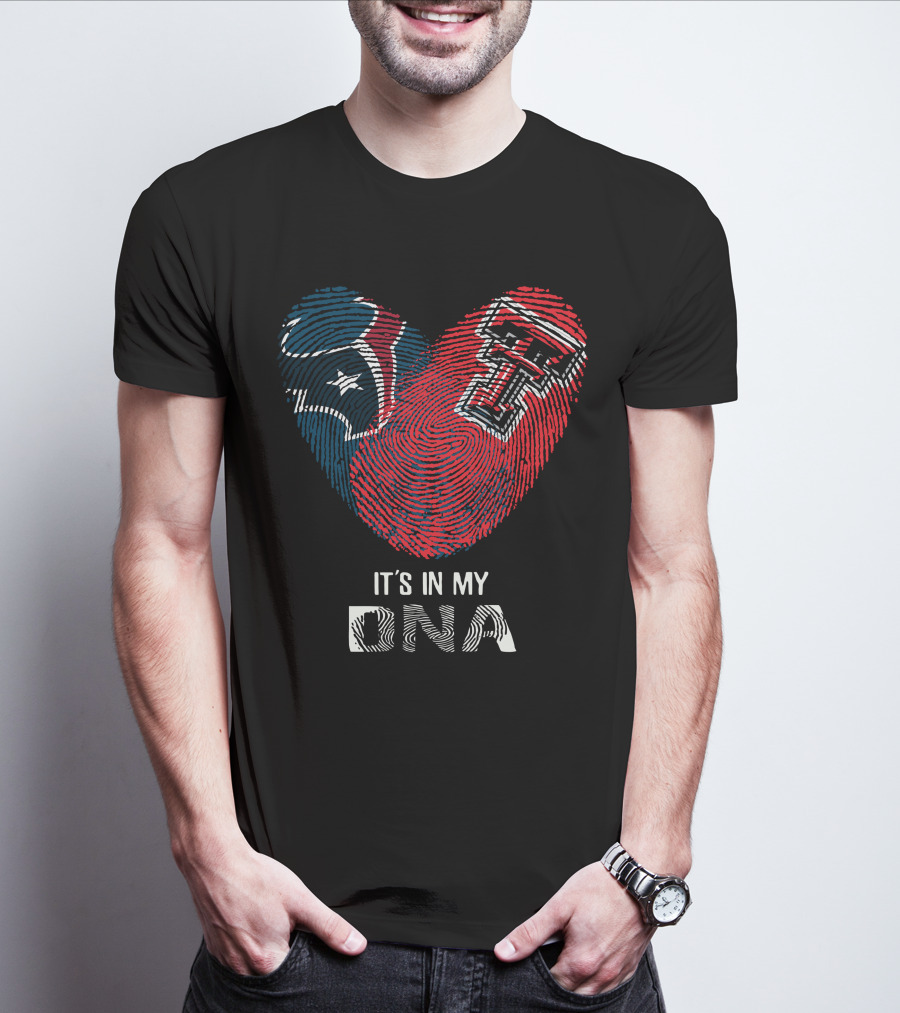 Texans Texas Tech Heart Fingerprint It's In My Dna T-Shirt