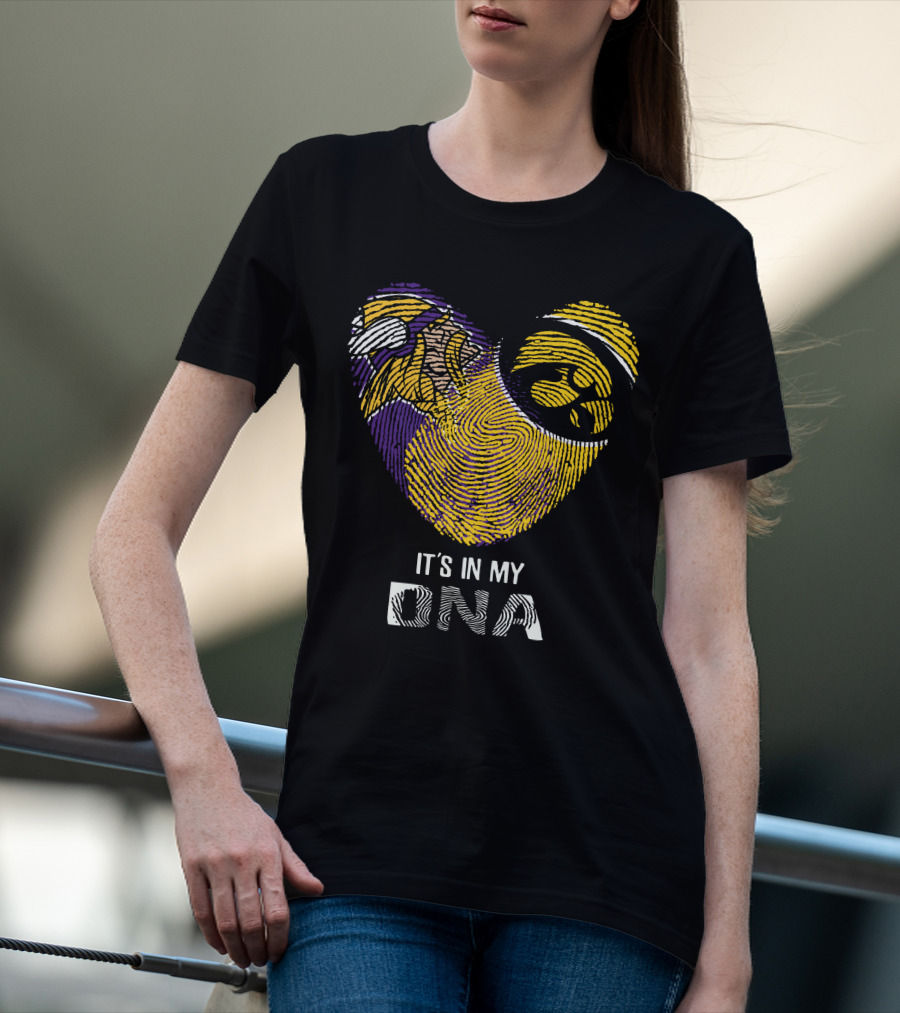 Vikings Iowa Hawkeyes It's In My DNA Fingerprint Football T-Shirt