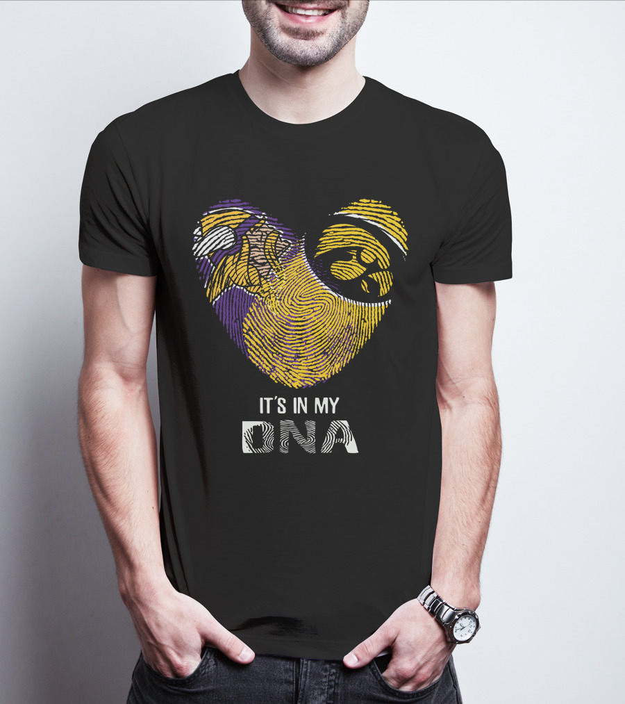 Vikings Iowa Hawkeyes It's In My DNA Fingerprint Football T-Shirt