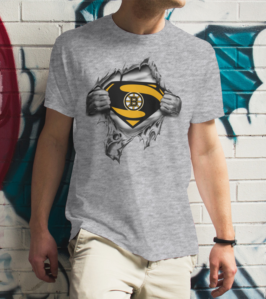 Boston Bruins Superman Logo Superhero Concept T-Shirt