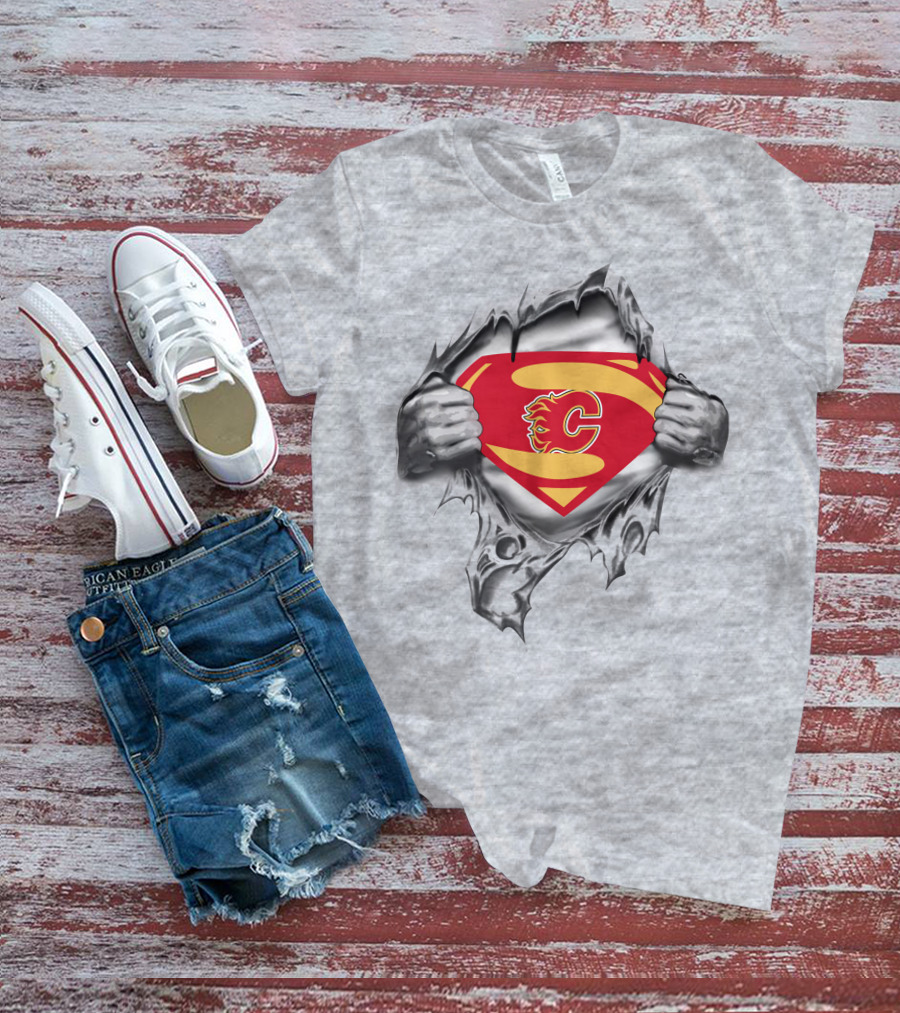 Calgary Flames Superman Logo Crossover T-Shirt