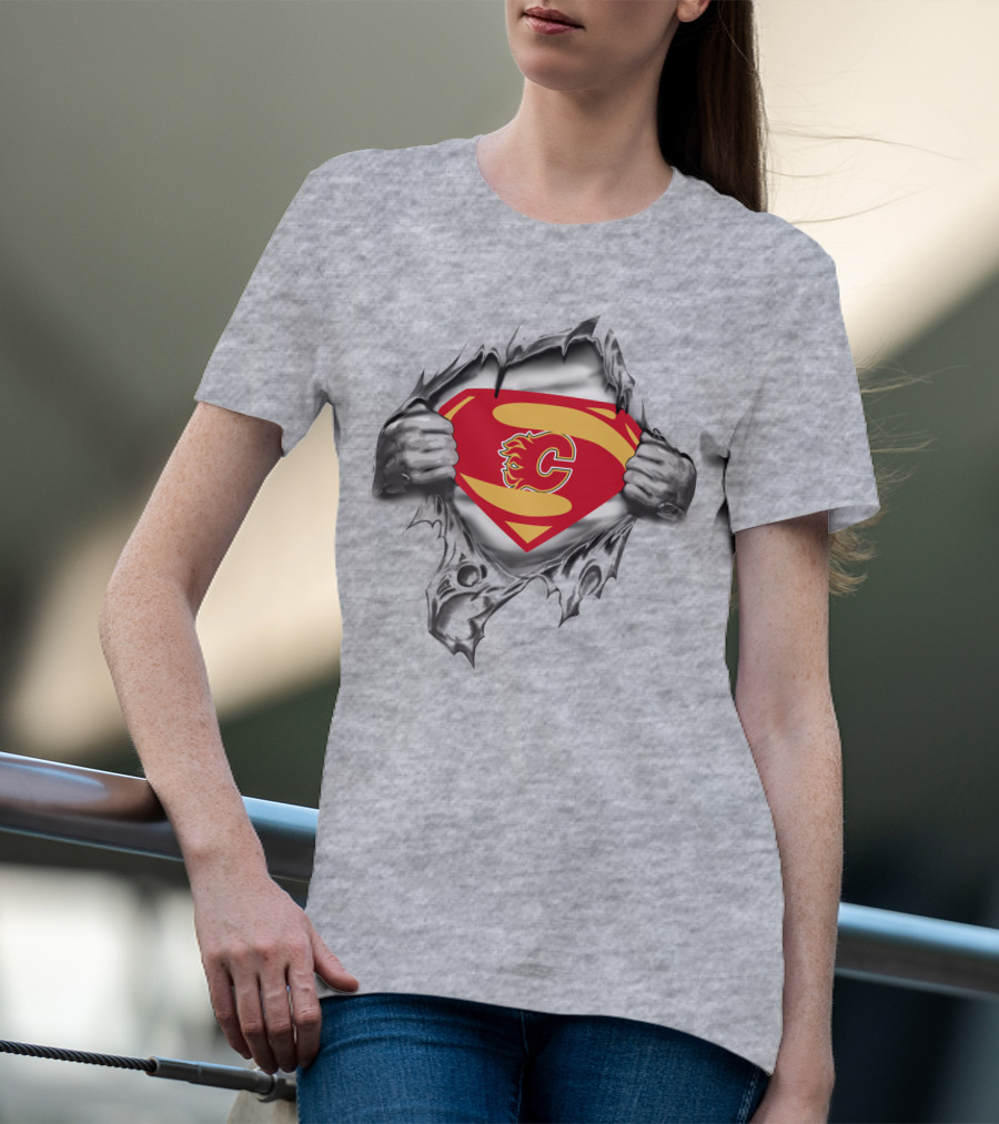 Calgary Flames Superman Logo Crossover T-Shirt