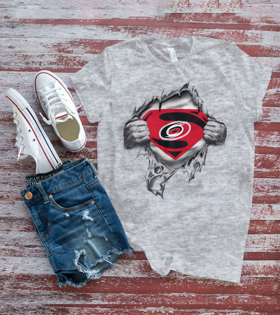 Carolina Hurricanes Superman Logo Torn Chest T-Shirt