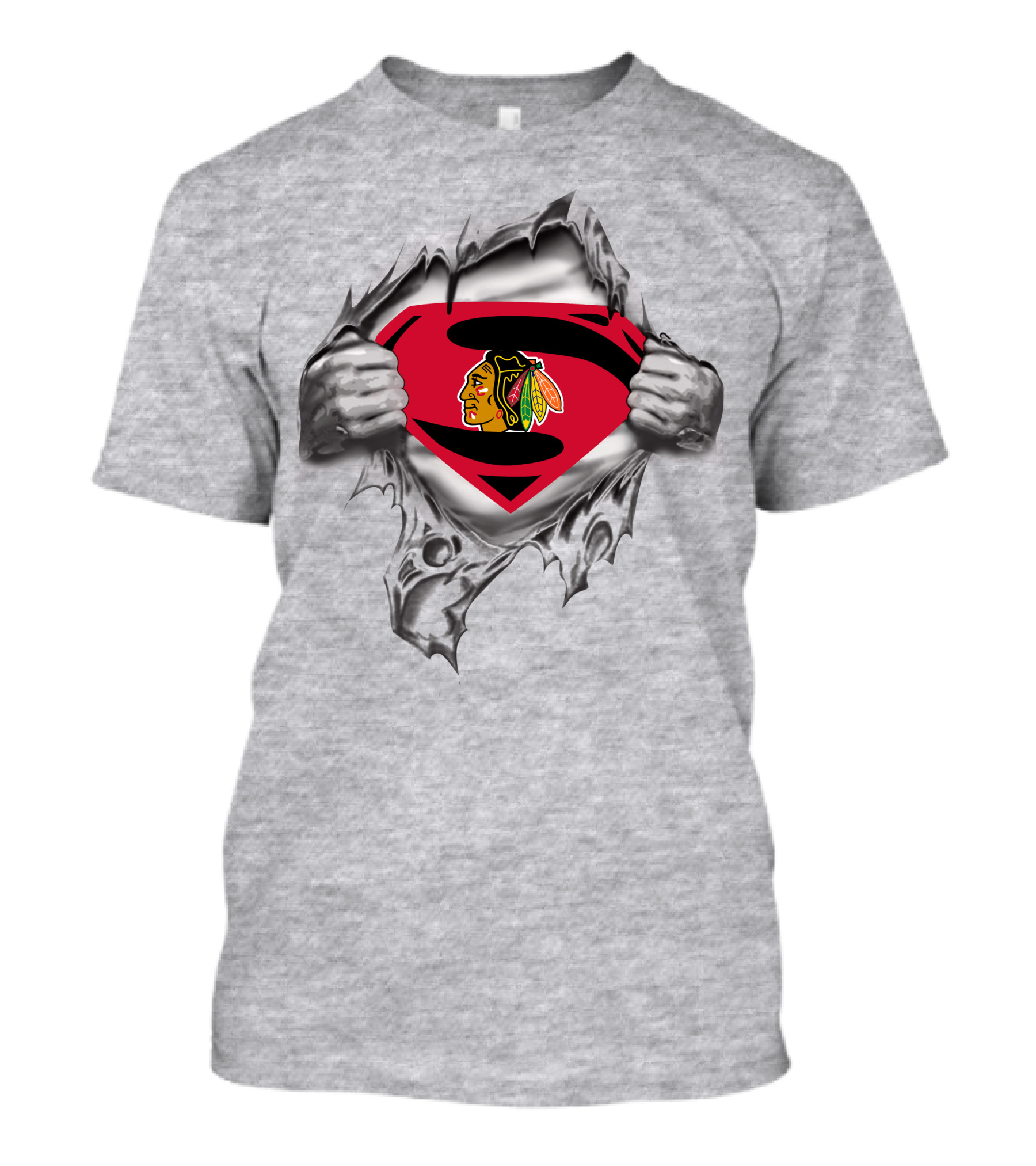 Chicago Blackhawks Superman Logo Emblem Fusion T-Shirt