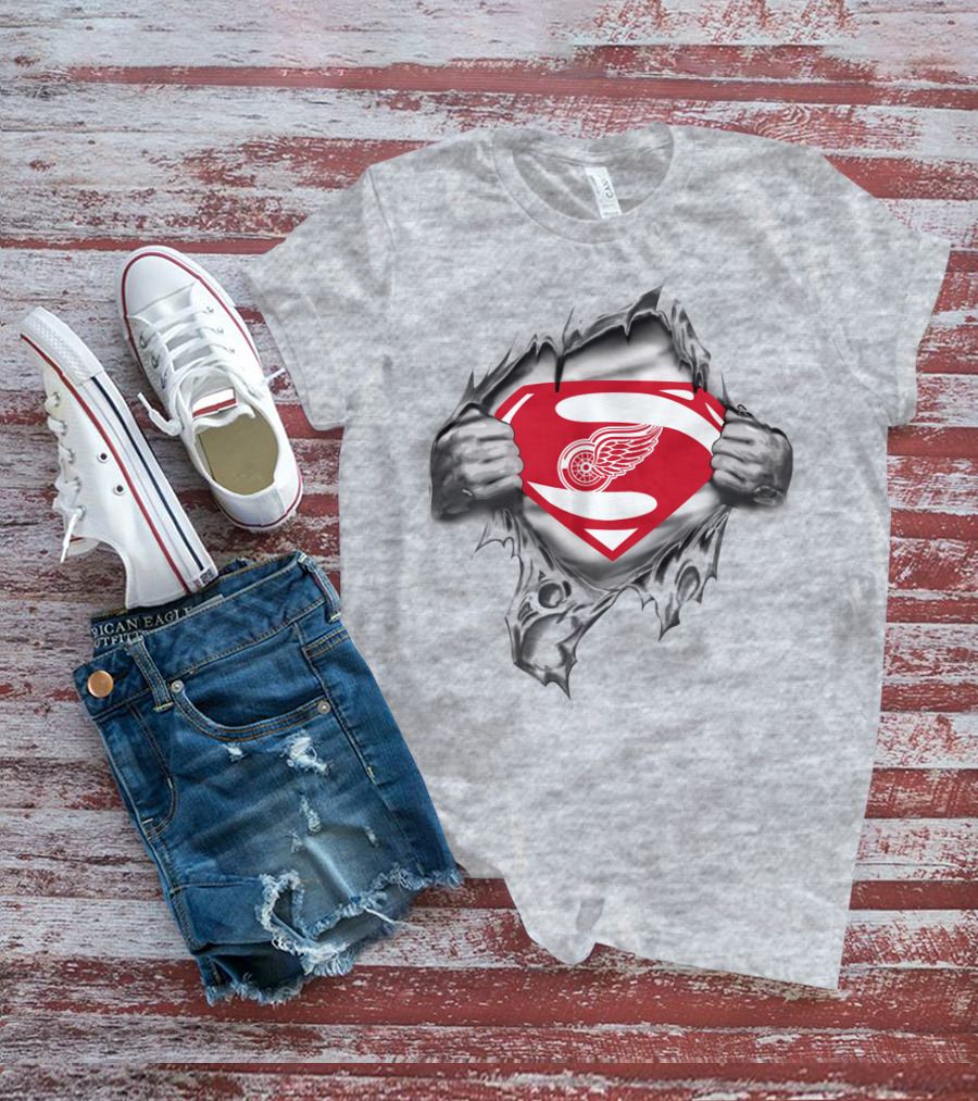 Detroit Red Wings Superman Symbol Iconic Crossover T-Shirt