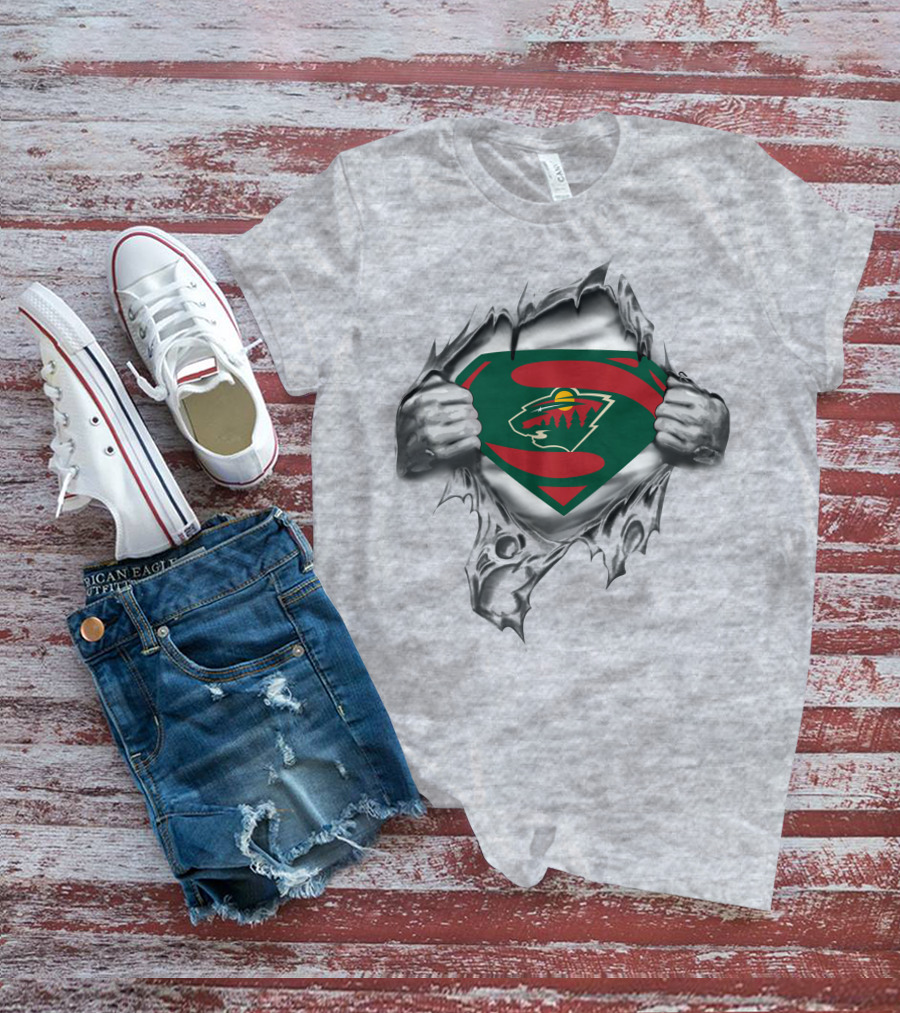 Minnesota Wild Superhero Chest Logo Reveal T-Shirt