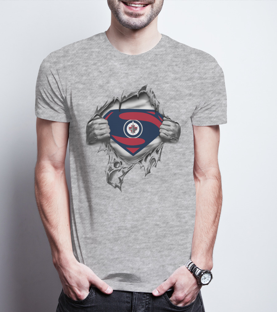 Winnipeg Jets Superman Logo Rip T-Shirt