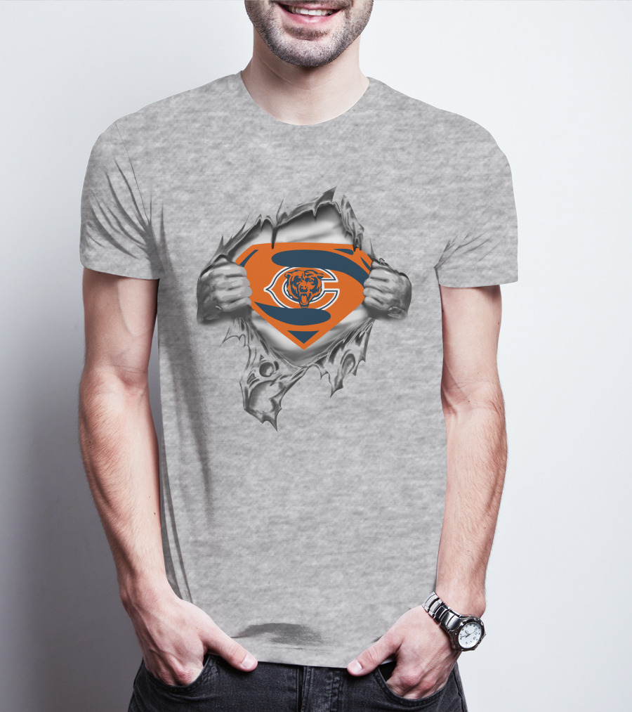 Bears Superman Logo Fusion With Chicago Bears T-Shirt