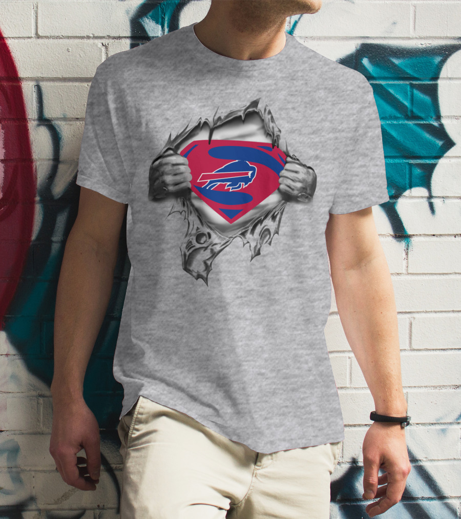 Buffalo Bills Superman Logo Rip T-Shirt