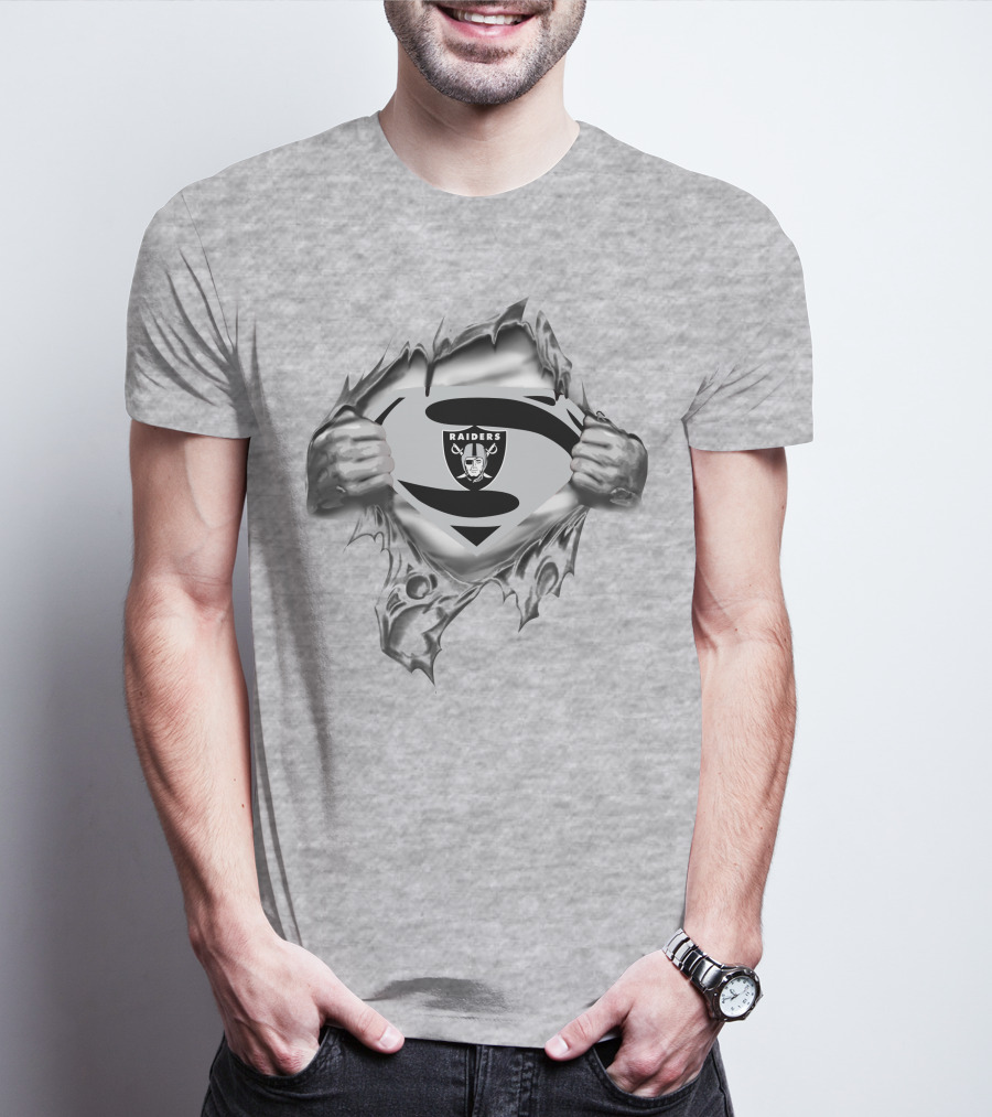 Raiders Superman Logo Reveal With Silver Comic Style And Iconic Emblem T-Shirt