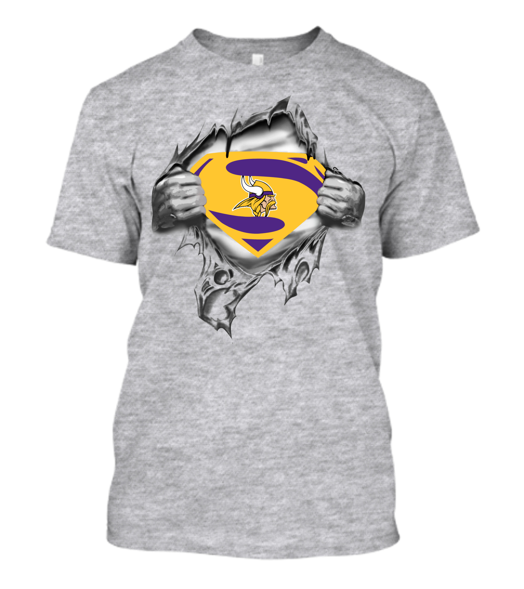 Vikings Superman Shield Logo Peeking Through Ripped T-Shirt