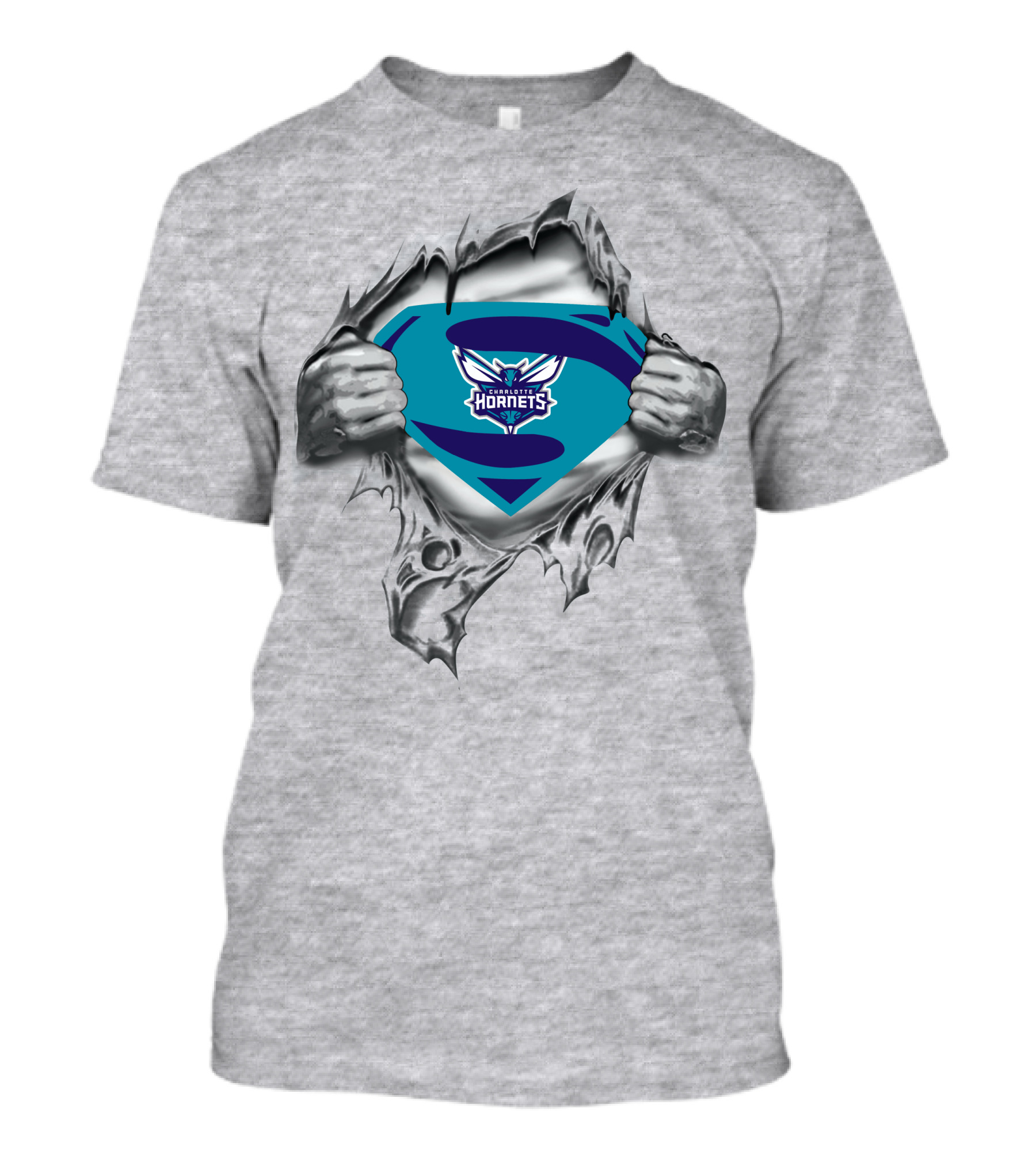 Charlotte Hornets Superman Logo Emblem Peel T-Shirt