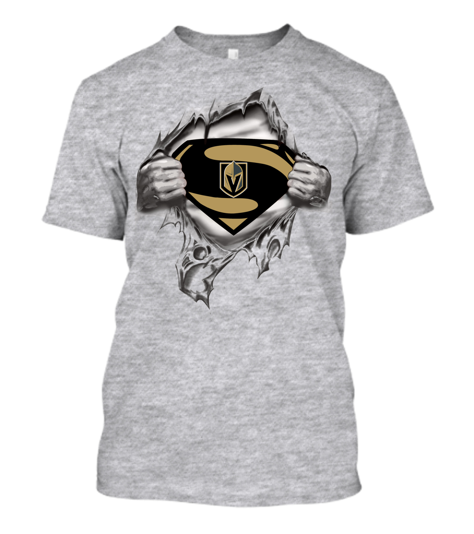 Vegas Golden Knights Superman Logo Emblem In Ripped Chest T-Shirt